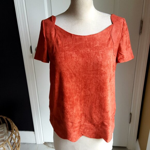 NEW! ANTHRO'S SUGAR LIPS Faux SUEDE TOP BLOUSE - Picture 1 of 4